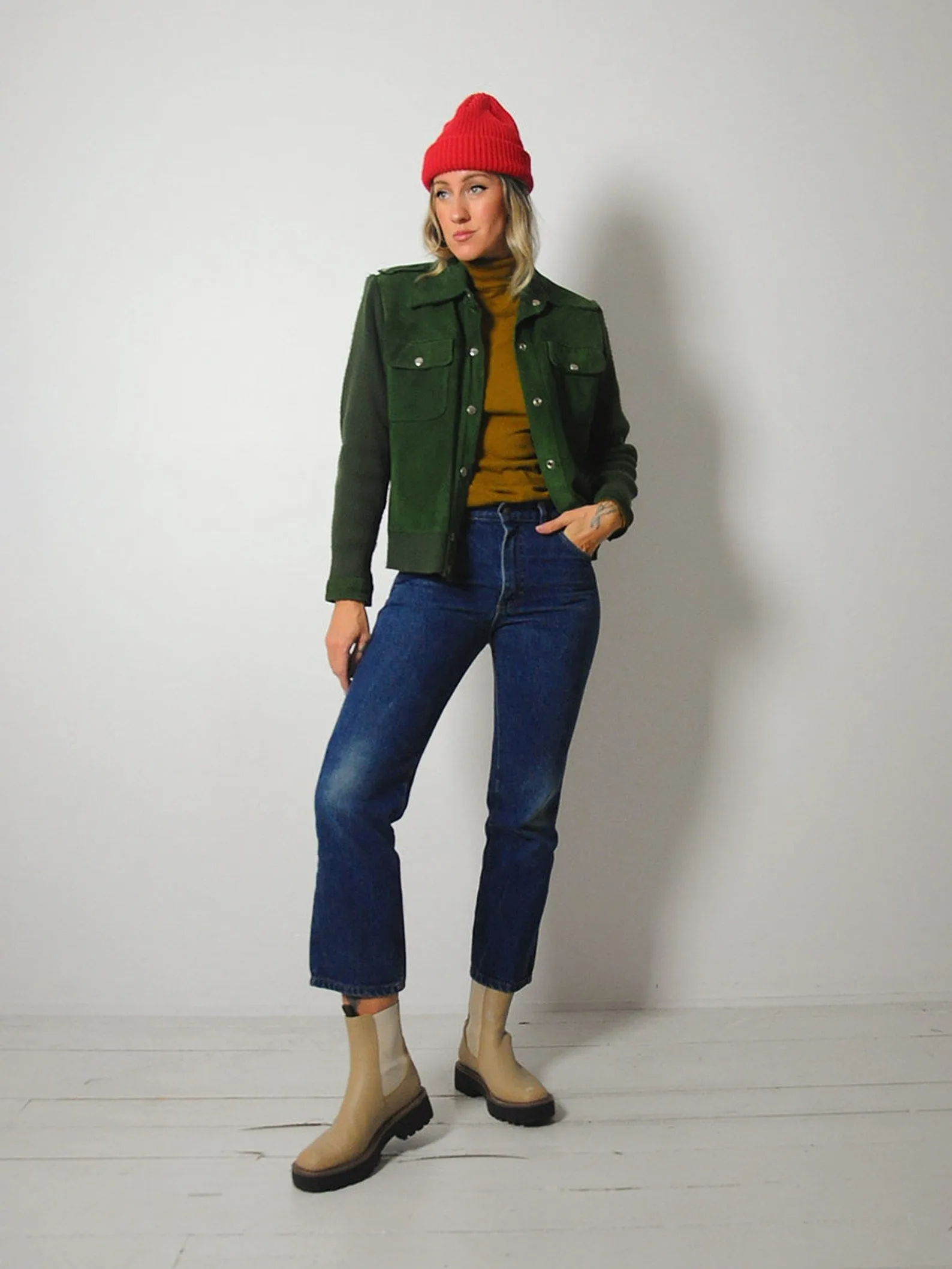 1970's Forest Suede Knit Jacket