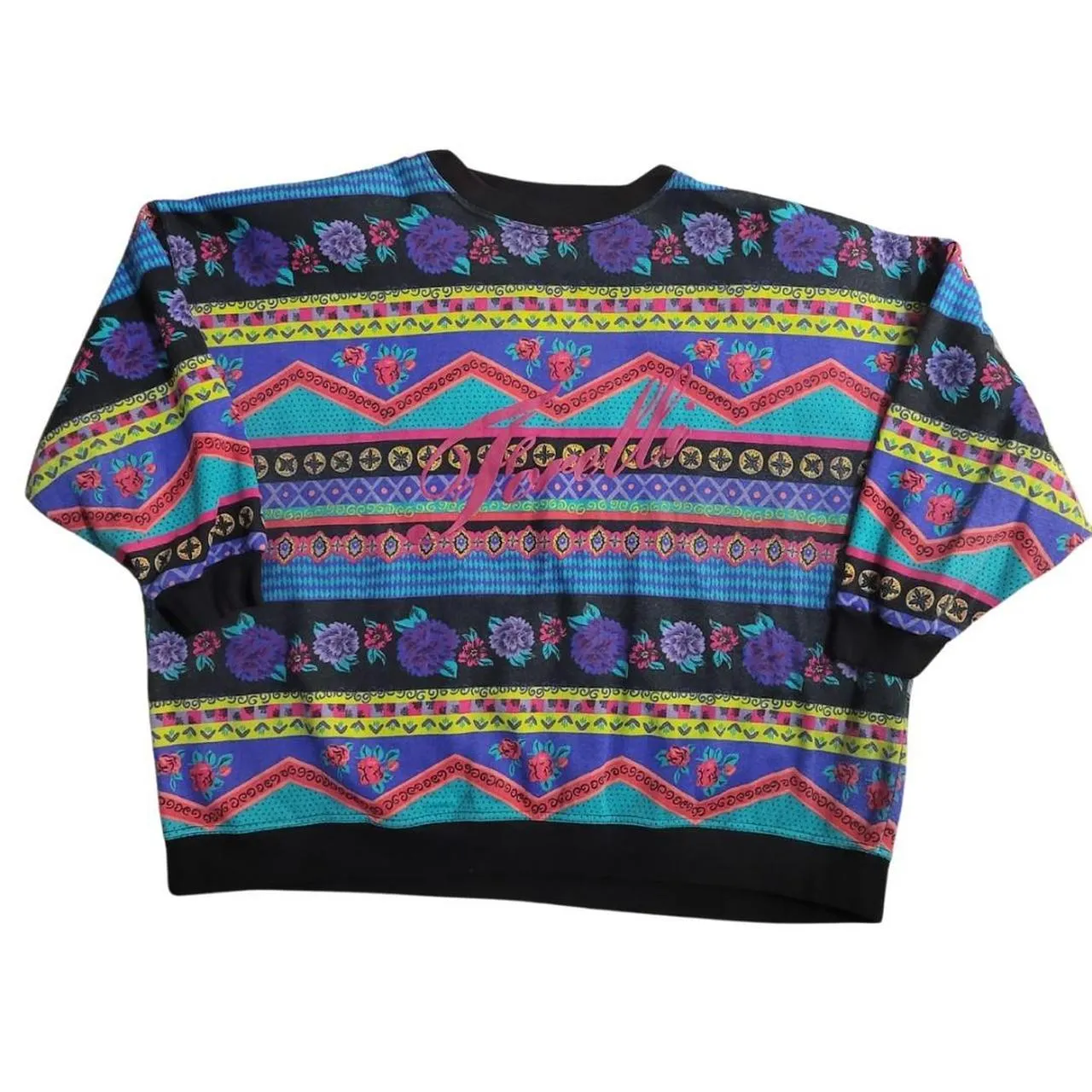 90's VINTAGE FORELLI 3/4 SLEEVE AOP CREWNECK