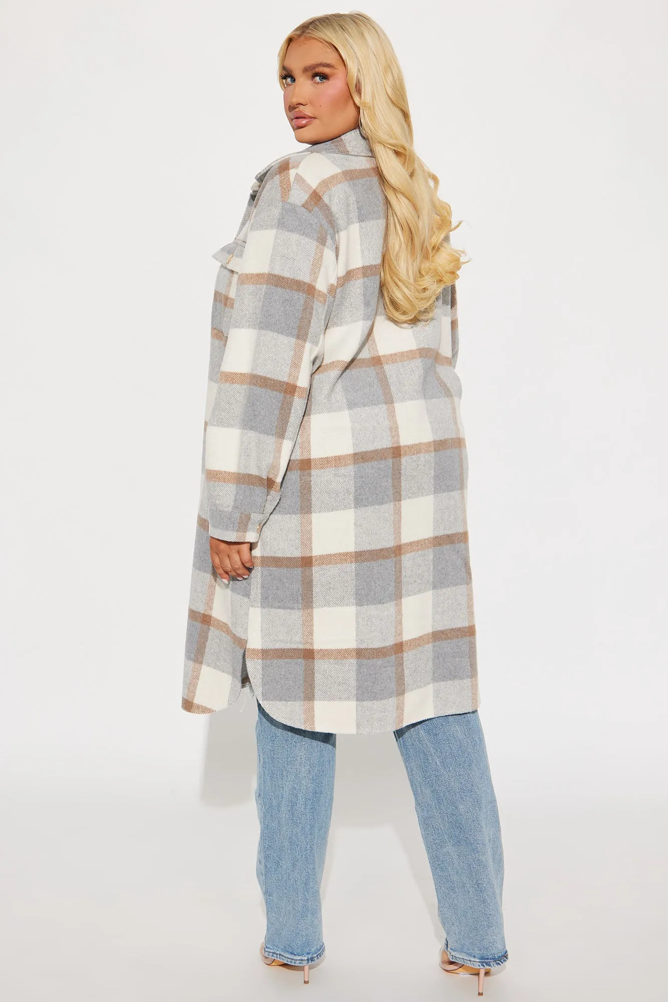 About Her Business Plaid Coat - Cream/combo