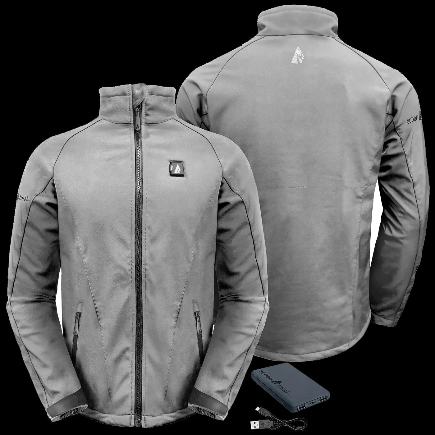 ActionHeat 5V Battery Heated Soft-Shell Jacket for Men - Sharkskin Grey - S