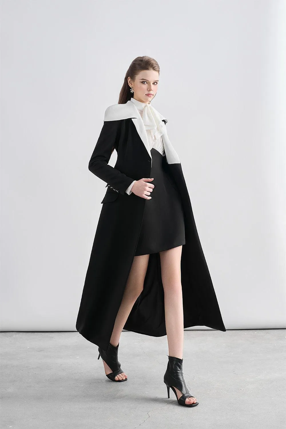 Alejandra A-line V-Neck Chanel Calf Length Trench Coat