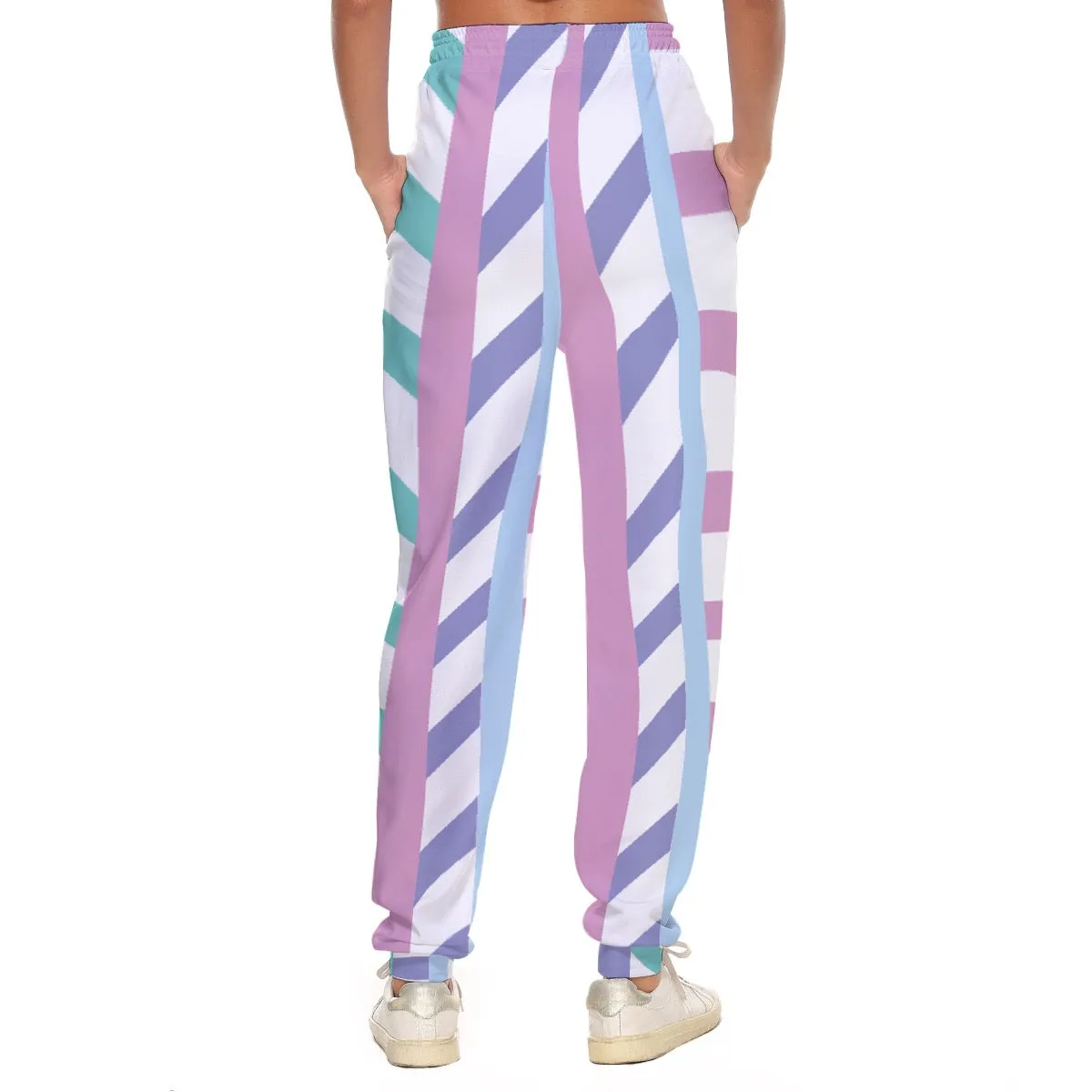 All-Over Print Women's Casual Pants 245 purple and aqua print