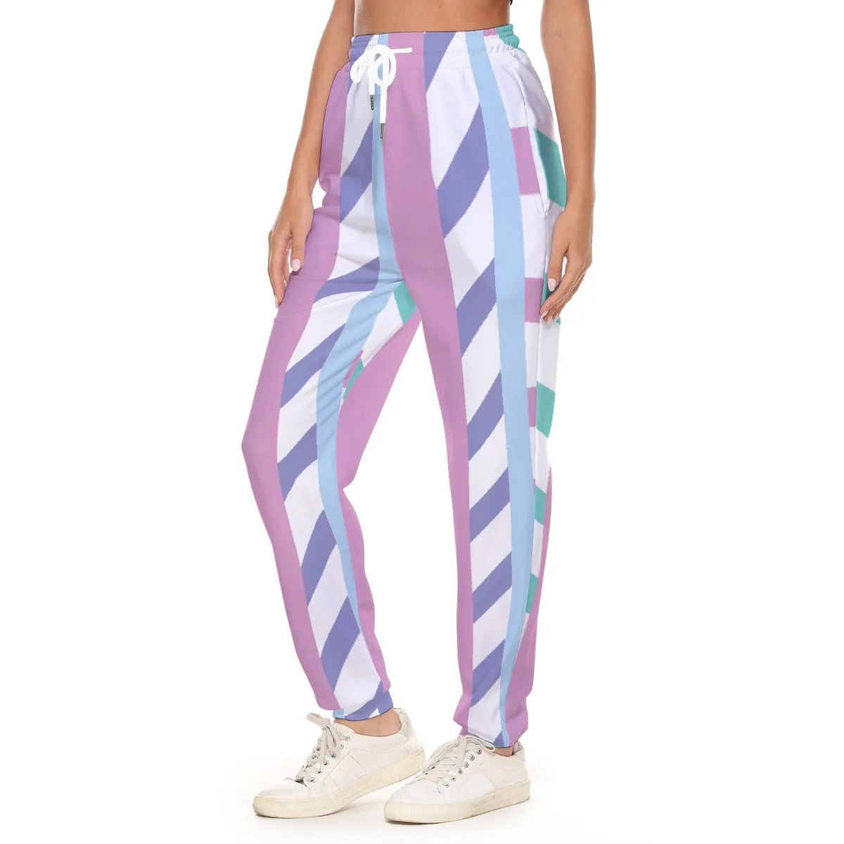 All-Over Print Women's Casual Pants 245 purple and aqua print