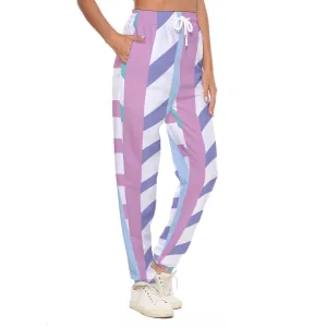 All-Over Print Women's Casual Pants 245 purple and aqua print