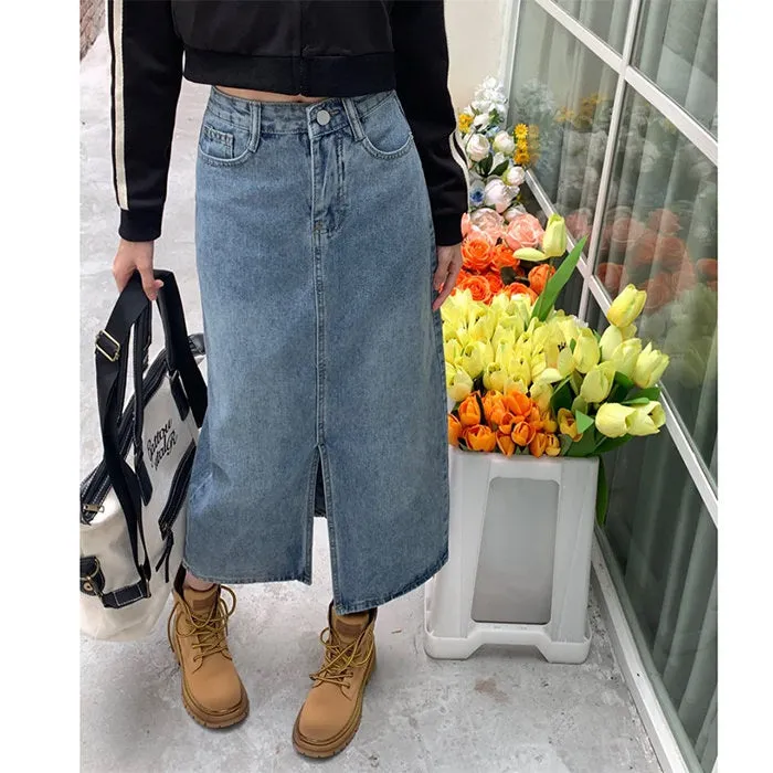 Basic Things Split Denim Skirt