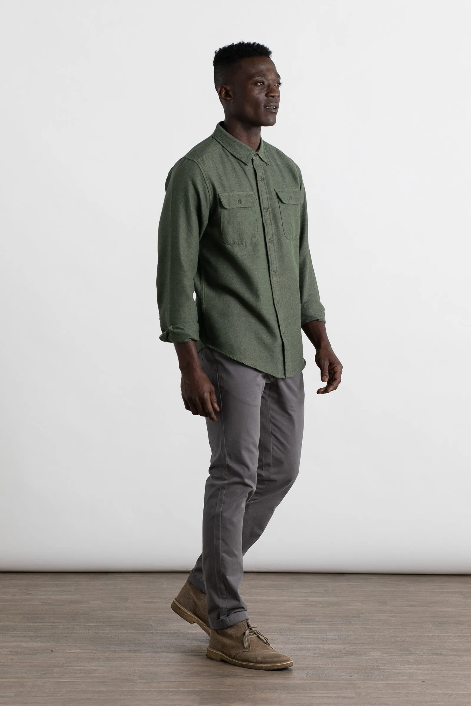 Bedford Shirt / Forest Herringbone