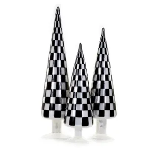 Black & White Checkerboard Glass Tree Set