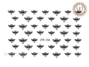 Black Bee Adhesive Nail Art Sticker - 1 pc (ZYE-158)