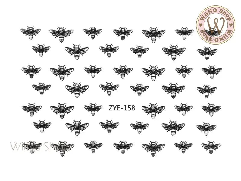 Black Bee Adhesive Nail Art Sticker - 1 pc (ZYE-158)