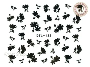 Black Floral Nail Art Sticker - 1 pc (DTL-133B)