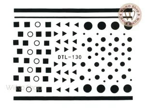 Black Geometric Shapes Nail Art Sticker - 1 pc (DTL-130B)