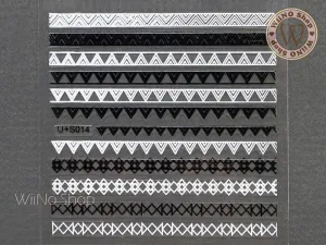 Black White Triangle Pattern Adhesive Nail Art Sticker - 1 pc (U S014)