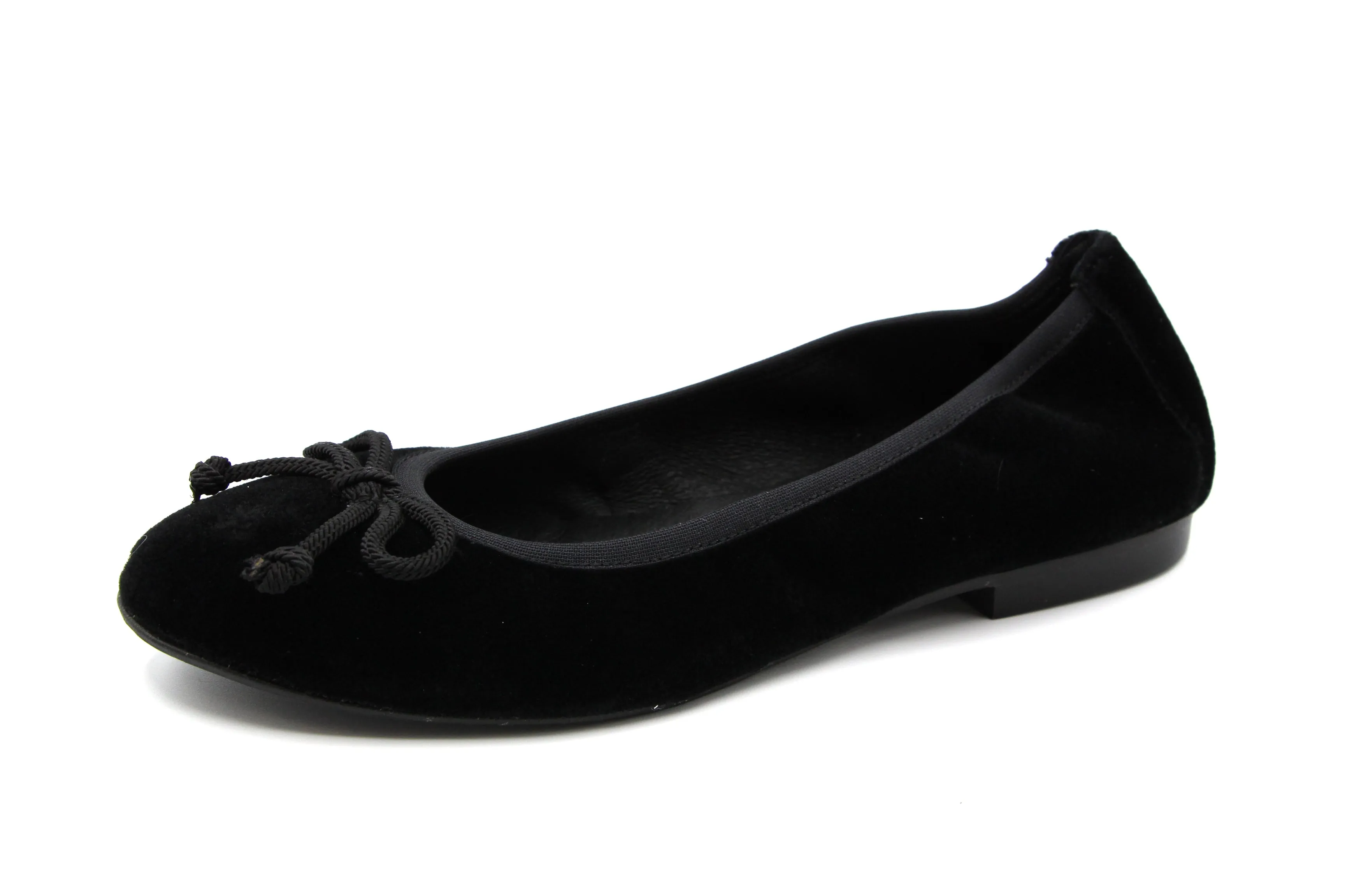 Blublonc  Black Velvet Ballet Flat With Bow Luisa