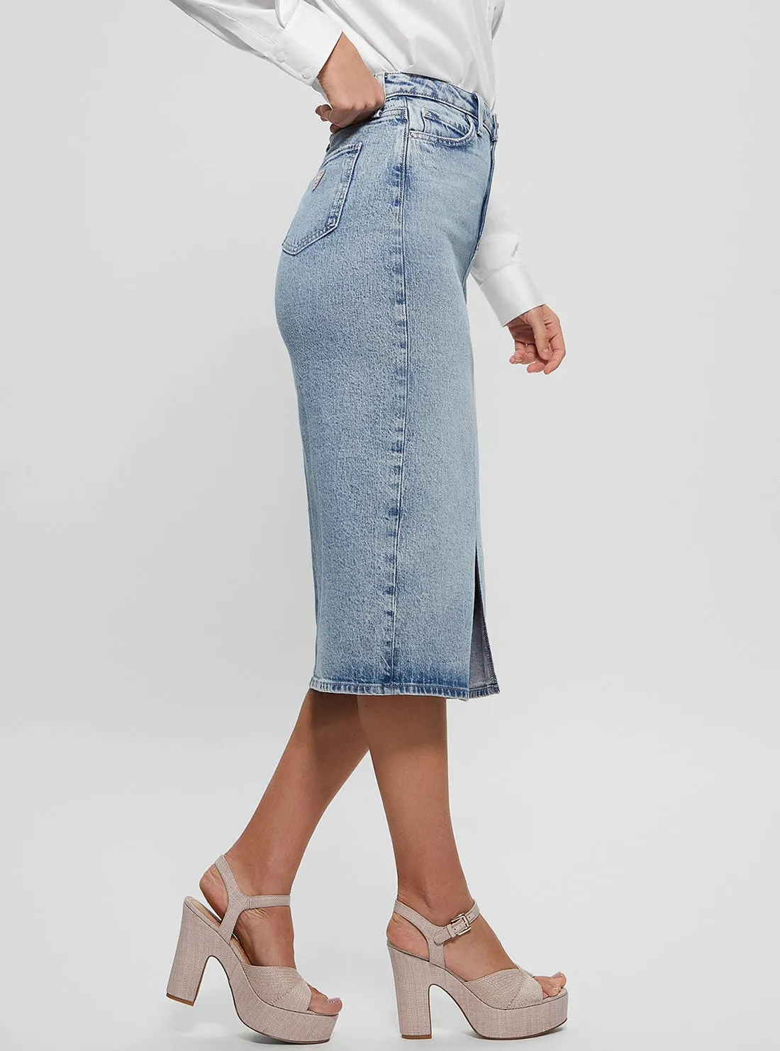 Blue Mila Denim Midi Skirt