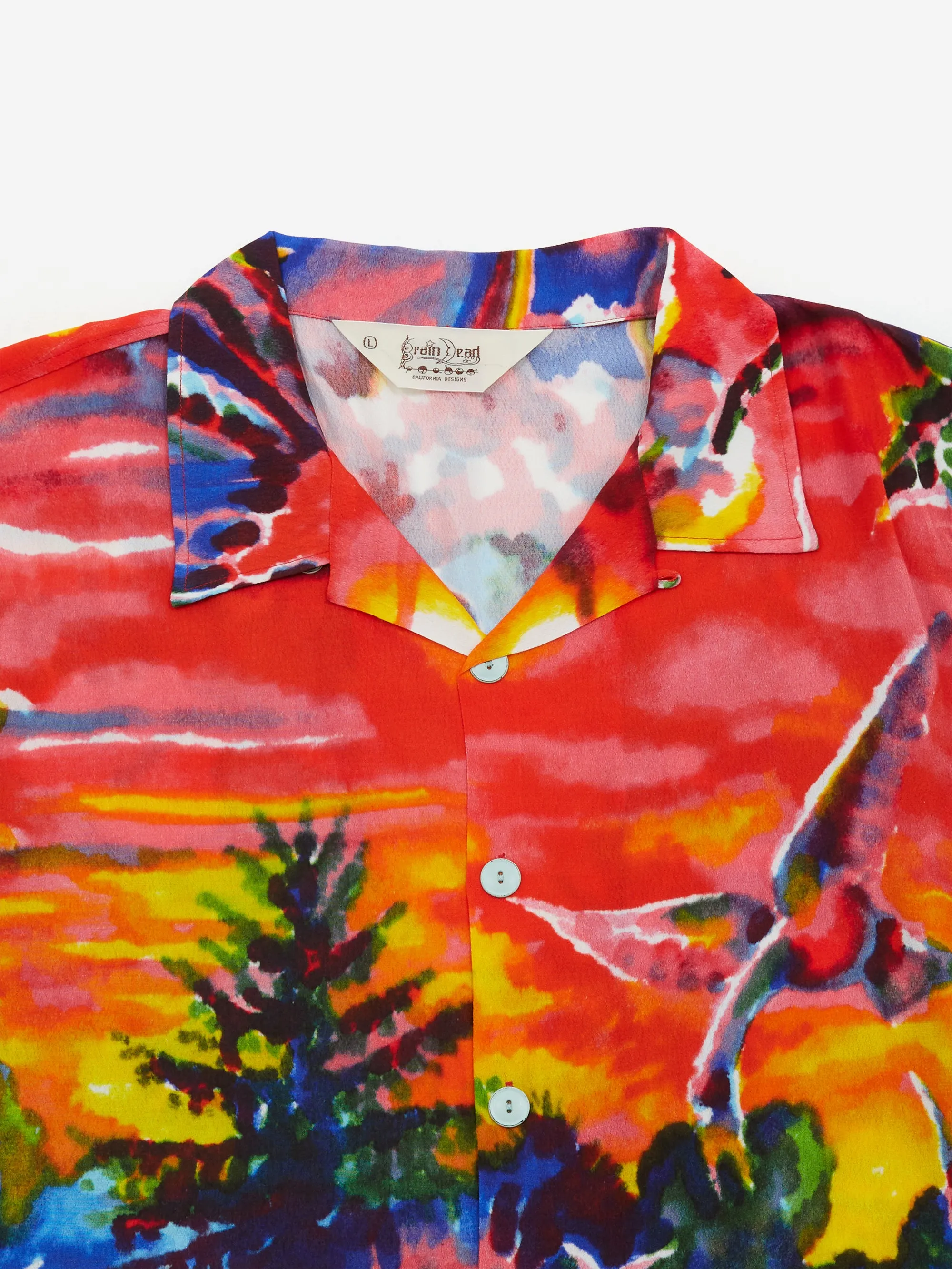 Brain Dead Jul Q Short Sleevee Button Up Shirt - Red