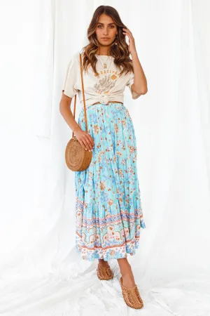 Broaden Social Horizons Maxi Skirt Aqua