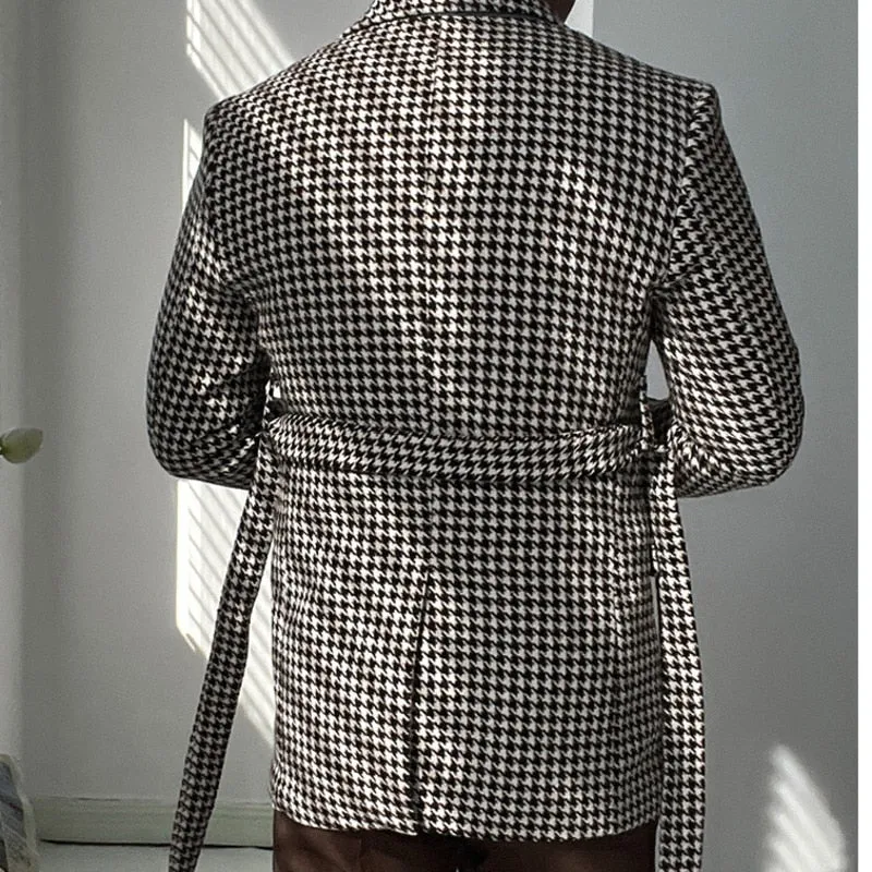 Brown Houndstooth Retro Blazer