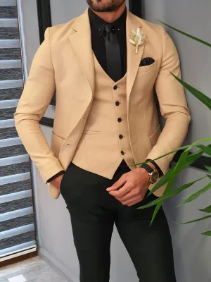 Buy Beige Slim Fit Suit by GentWith | Worldwide Shipping