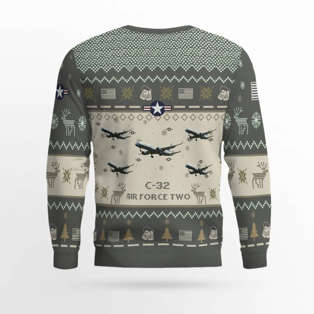 C-32 Air Force Two C32_Aircraft Ugly Sweater, Ugly Sweater Christmas Shirt for Men Dad Veteran