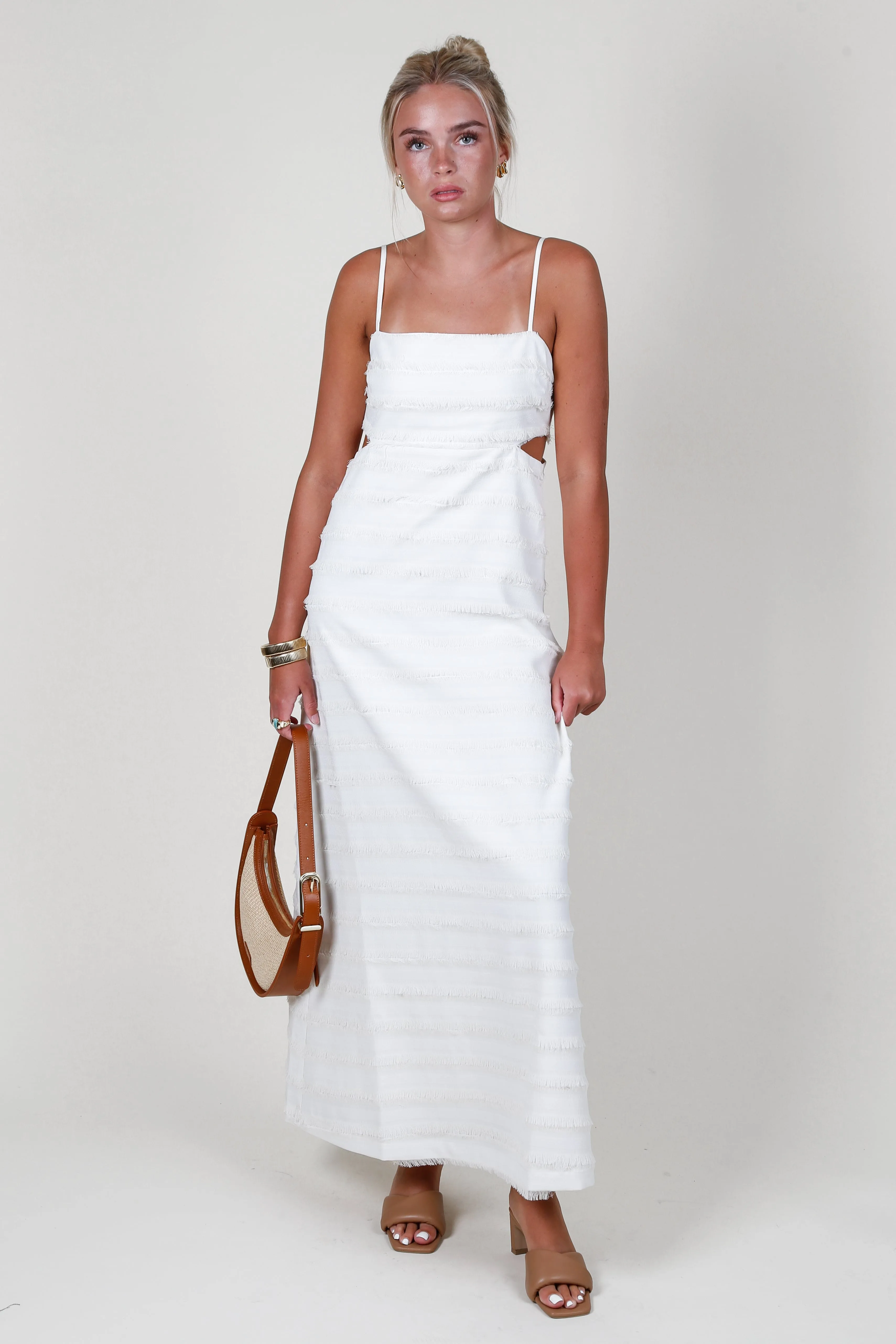 CAMI NYC | Bryson Fringe Dress - Ceramic