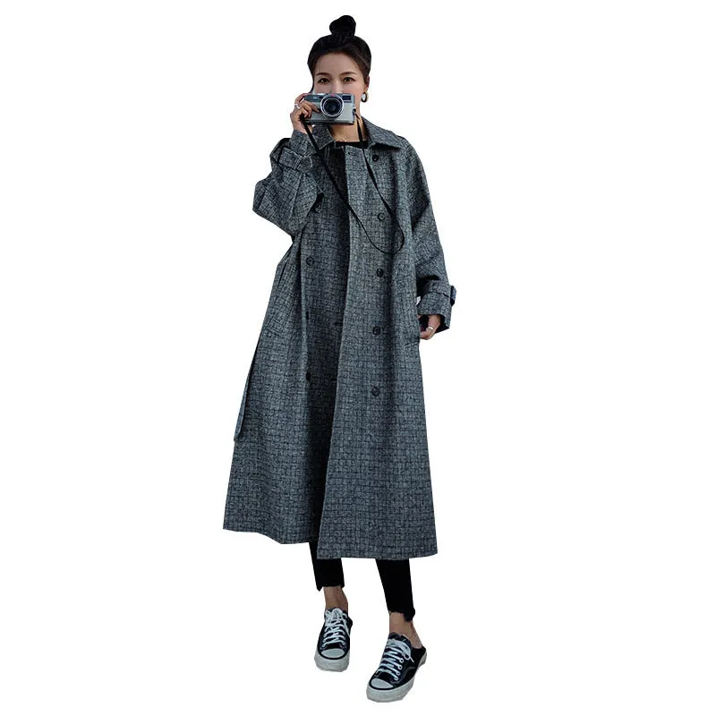 Casual Temperament Waist Slimming Plaid Coat Jacket