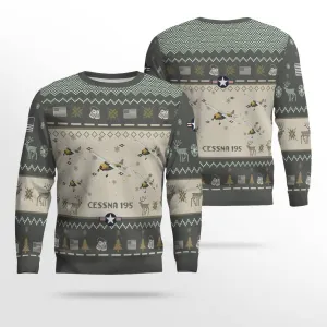 Cessna 195 Aircraft Ugly Sweater, Ugly Sweater Christmas Shirt for Men Dad Veteran