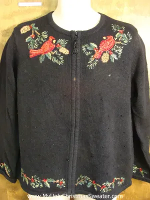 Cheap Holiday Sweater with Red Cardinals