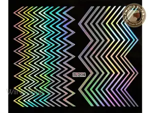 Chevron Line Silver Holographic Adhesive Nail Art Sticker - 1 pc (TL204)