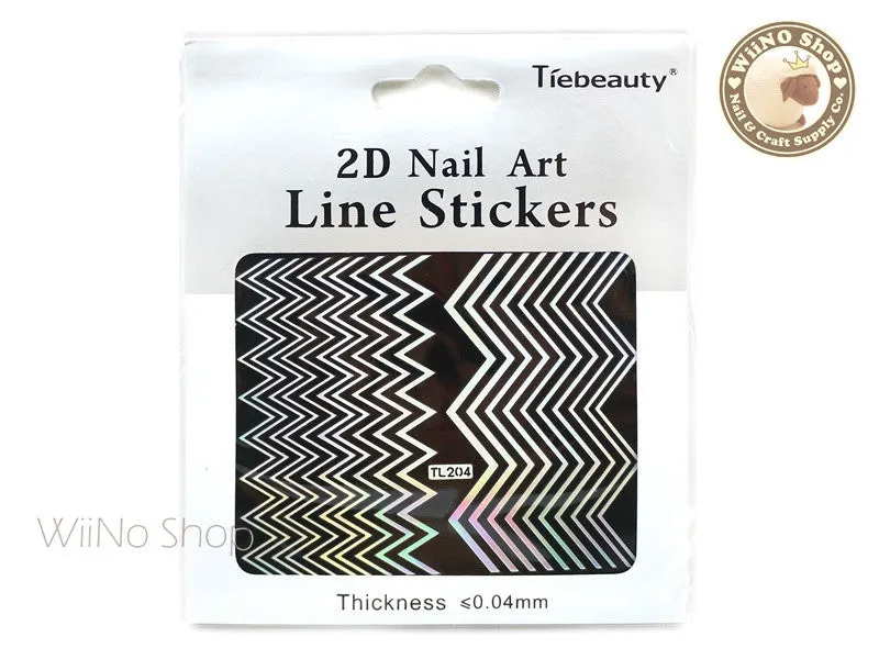 Chevron Line Silver Holographic Adhesive Nail Art Sticker - 1 pc (TL204)