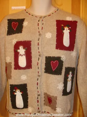 Christmas Sweater Jumper with Tall Skinny Snowmen