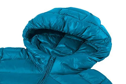 Cloudy Arch Women's Winter Outwear Light Down Coat Hooded Jacket NCK, Acid Blue, US XL, Asian XXXL