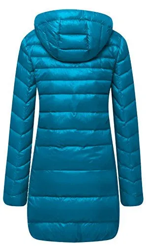 Cloudy Arch Women's Winter Outwear Light Down Coat Hooded Jacket NCK, Acid Blue, US XL, Asian XXXL