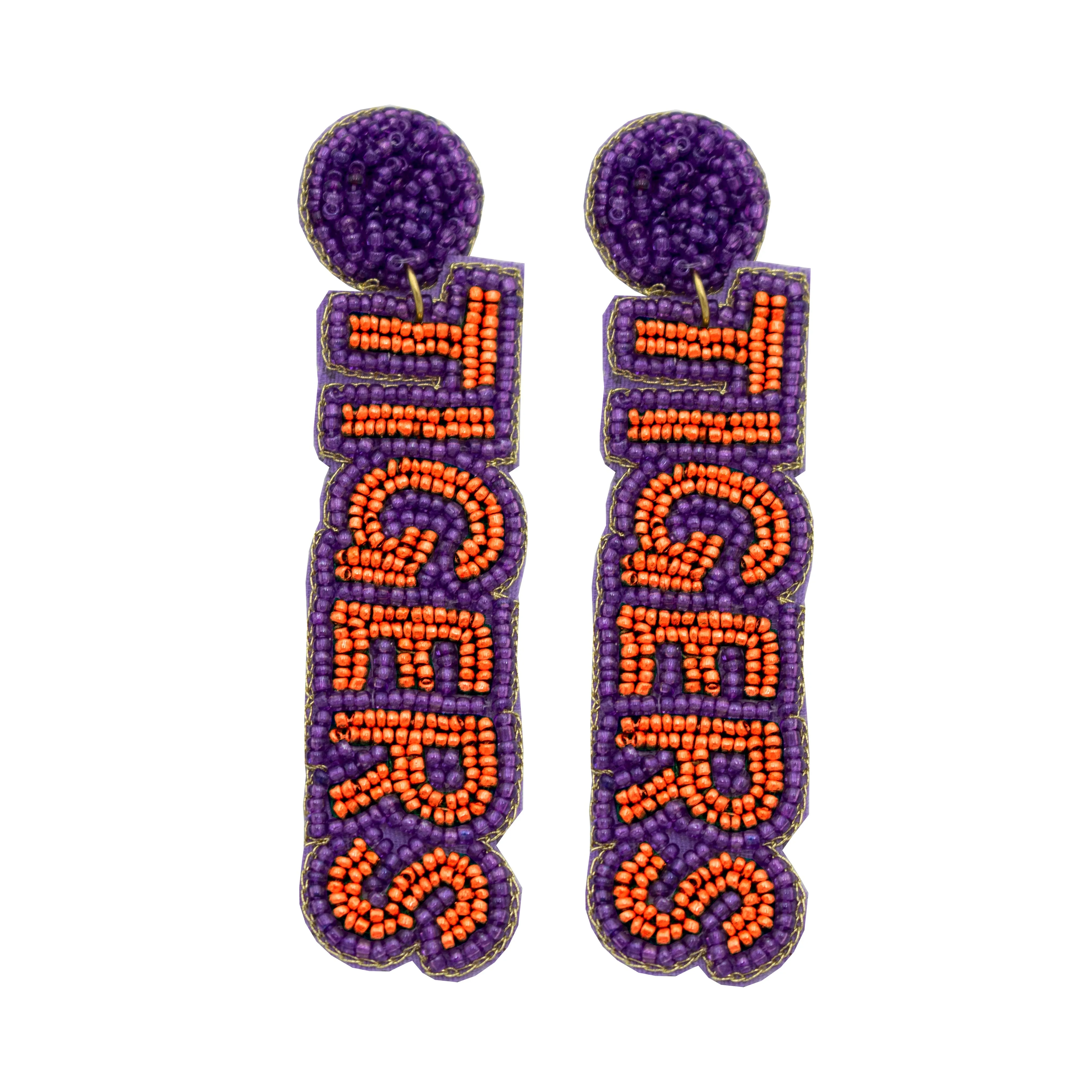 Collegiate Beaded Earrings - Clemson University