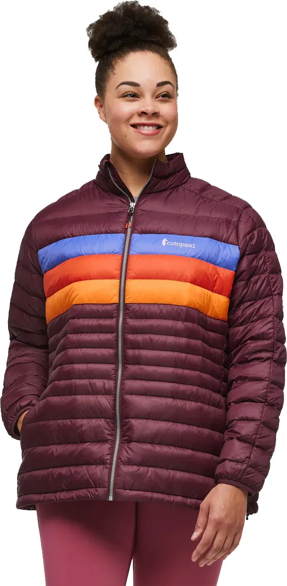 Cotopaxi Women&#x27;s Fuego Down Jacket Wine Stripes | Buy Cotopaxi Women&#x27;s Fuego Down Jacket Wine Stripes here | Outnorth