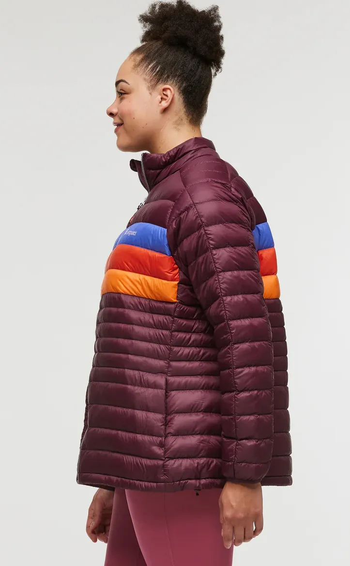 Cotopaxi Women&#x27;s Fuego Down Jacket Wine Stripes | Buy Cotopaxi Women&#x27;s Fuego Down Jacket Wine Stripes here | Outnorth