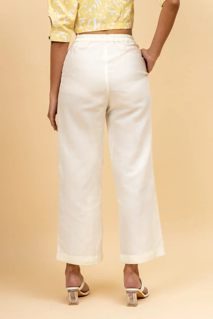 Cotton Linen Women's Classic White Pant