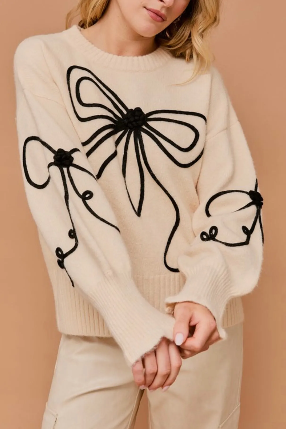 Cream Bow Sweater