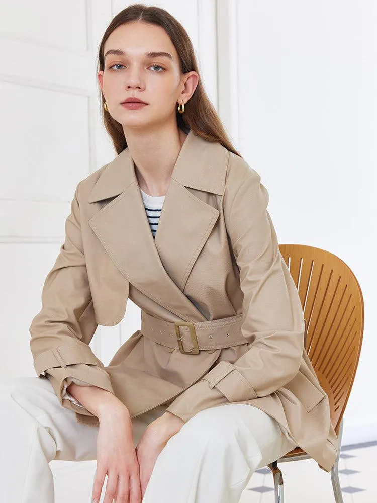 Crop Trench Coat With Belt