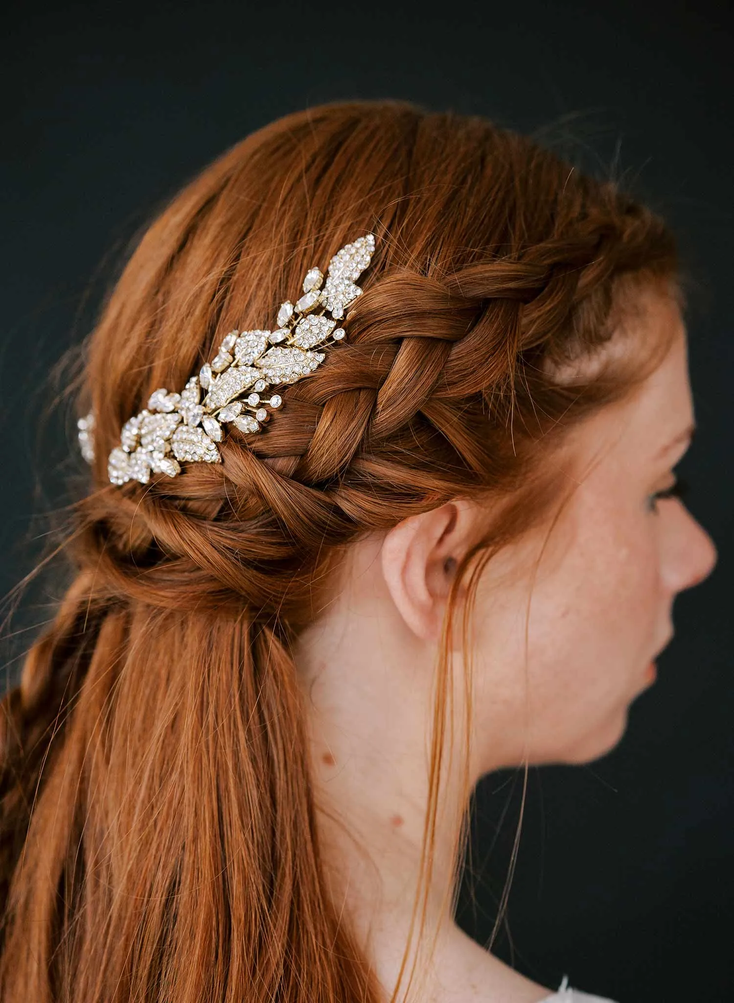 Crystal layered leaves hair clip pair - Style #2422