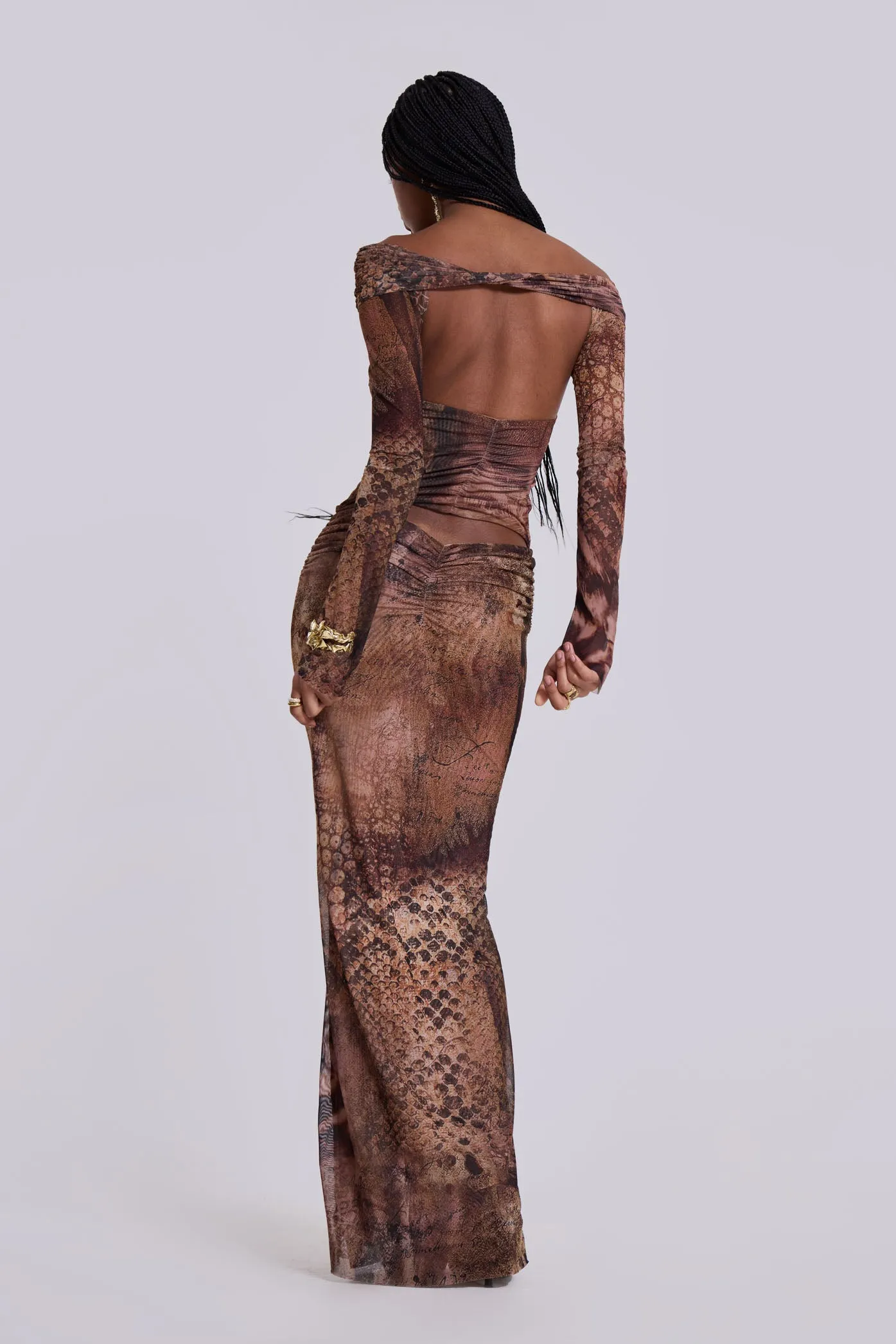 Dahna Macrame Mesh Maxi Dress