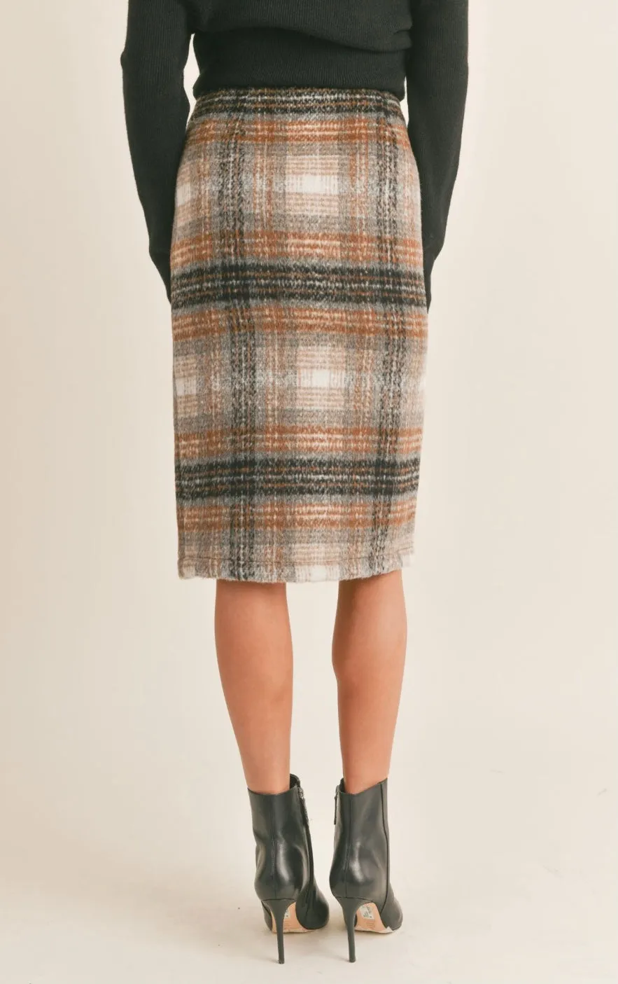 Della Plaid Midi Skirt