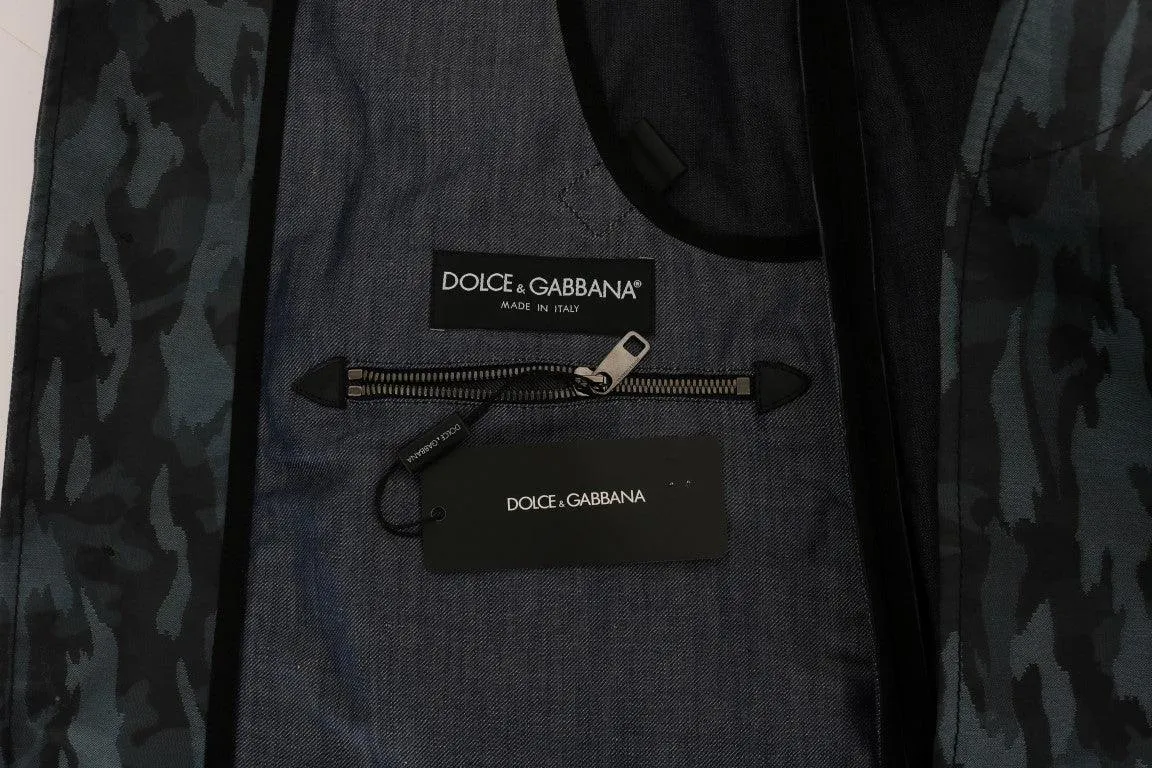 Dolce & Gabbana Blue Camouflage Trench Trench