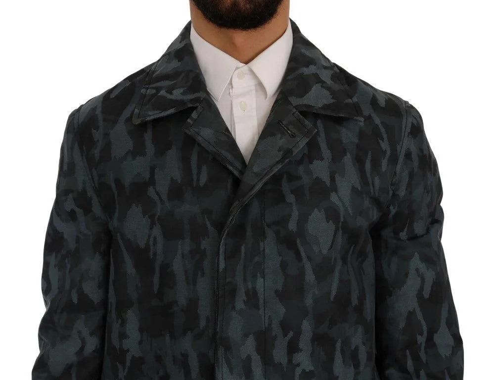 Dolce & Gabbana Blue Camouflage Trench Trench