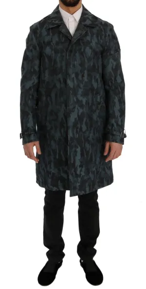 Dolce & Gabbana Blue Camouflage Trench Trench