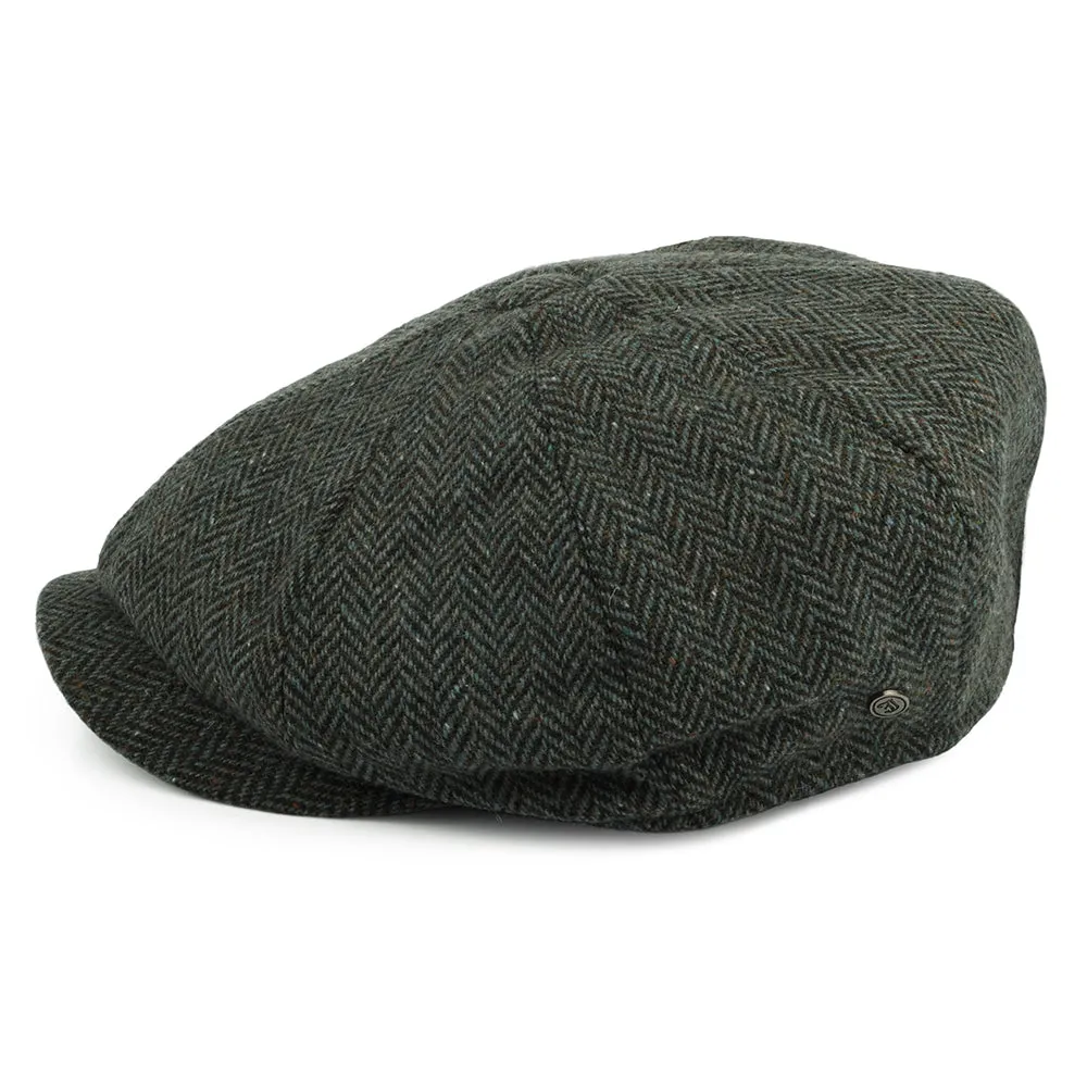 Donegal Tweed Herringbone Bridgetown Newsboy Cap - Forest-Sage