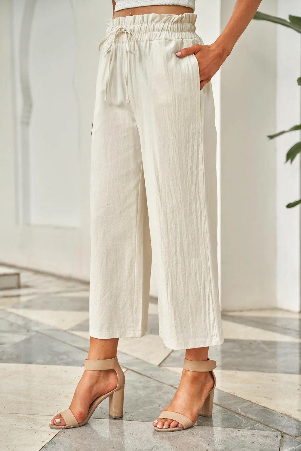 Drawstring Wide Leg Pants