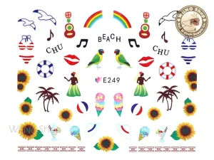 E249 Summer Hawaii Hula Nail Sticker Nail Art - 1 pc