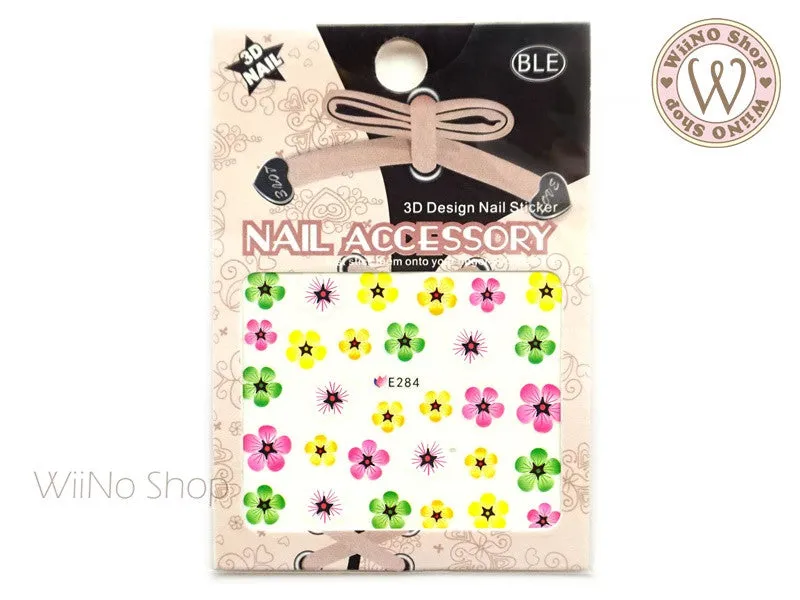 E284 Five Petal Flower Adhesive Nail Sticker - 1 pc