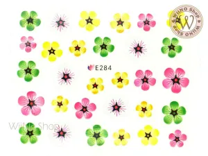 E284 Five Petal Flower Adhesive Nail Sticker - 1 pc