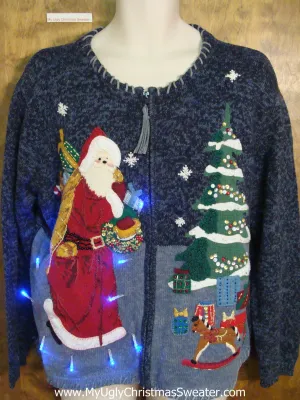 Fancy Dressed Santa Light Up Ugly Xmas Sweater